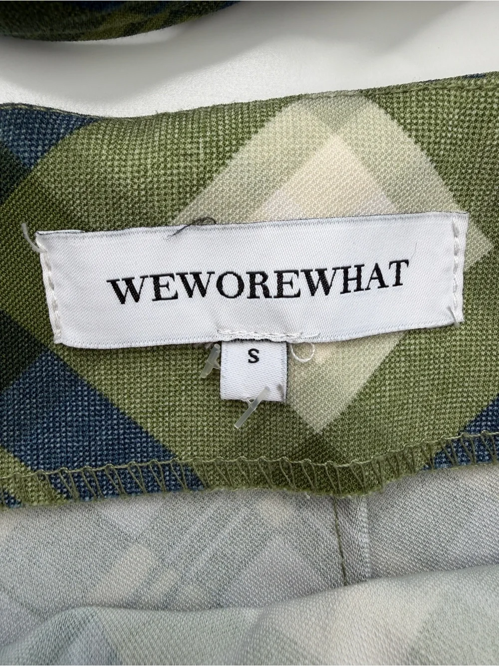 WeWoreWhat wrap top and mini skirt set in vintage plaid green small GUC
